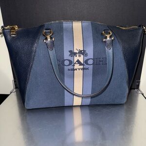 Coach Signature Stripe Satchel Tote - NWT
